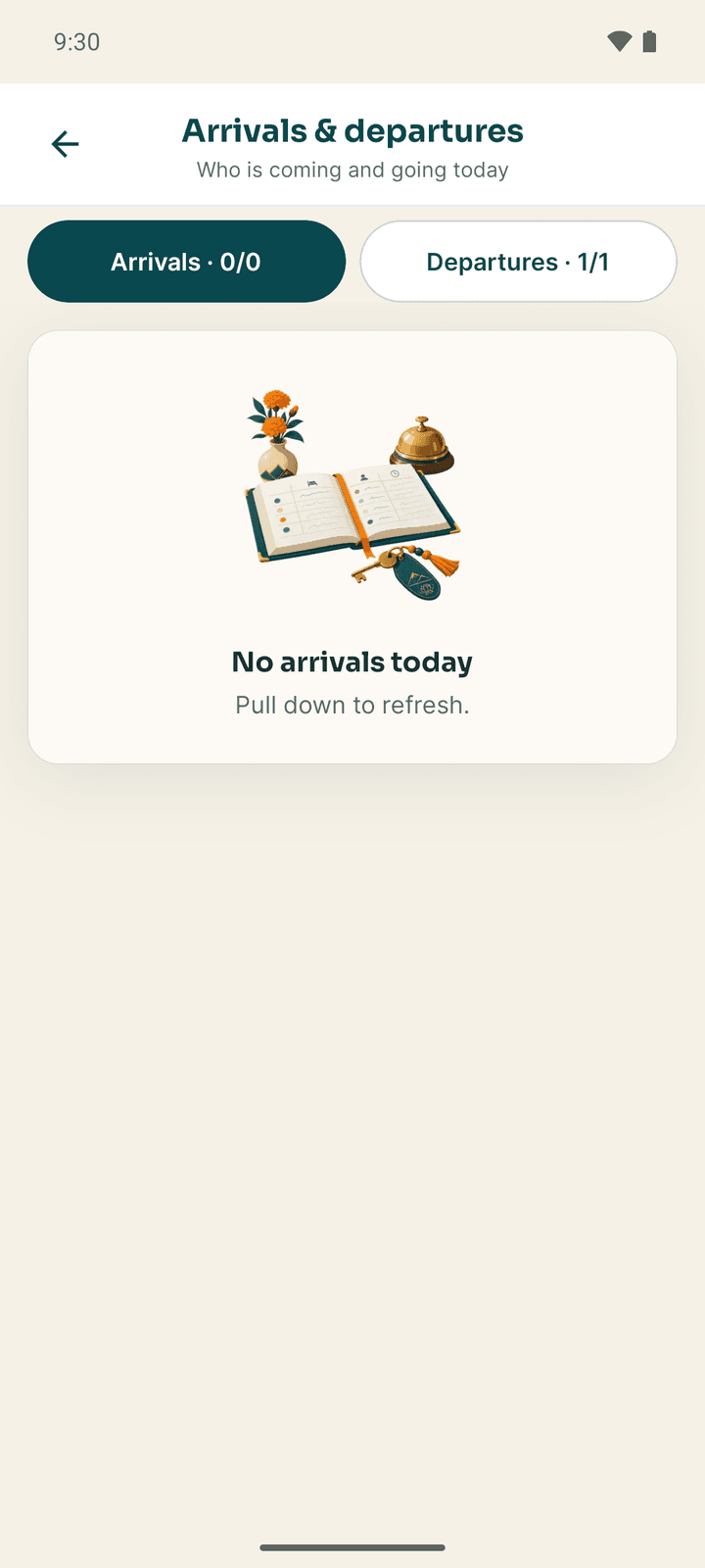 Arrivals & departures with the Arrivals and Departures tabs