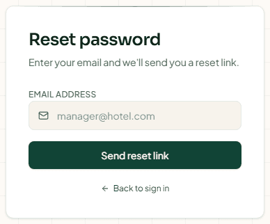 The Reset password page asking for your email address