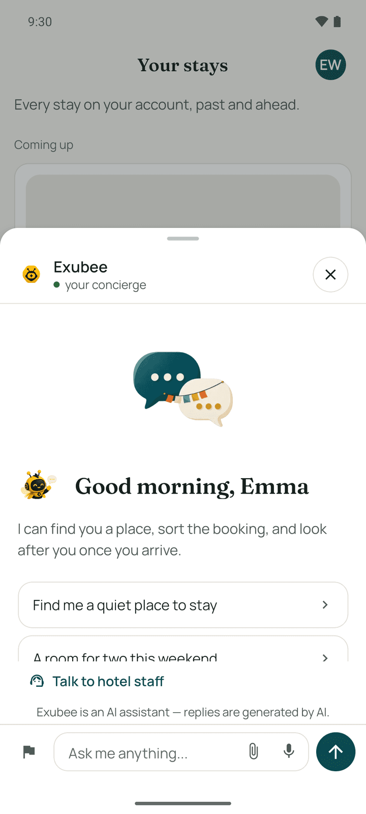 Exubee, the concierge, with suggestions for the stay