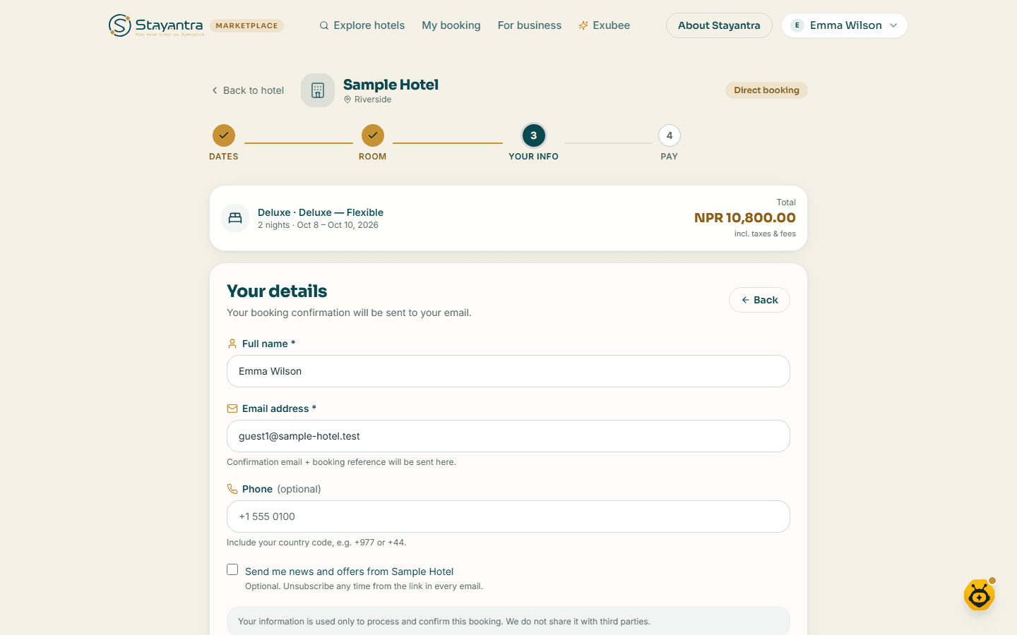 Step 3, Your info, with name, email and phone