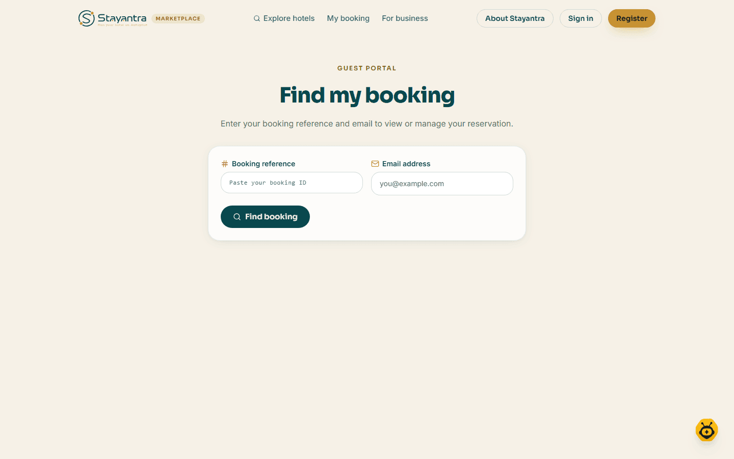 The Find my booking form